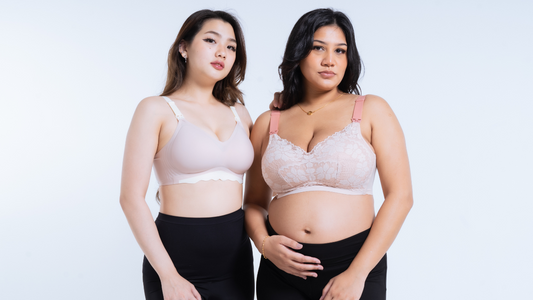 Women wearing lace nursing bra