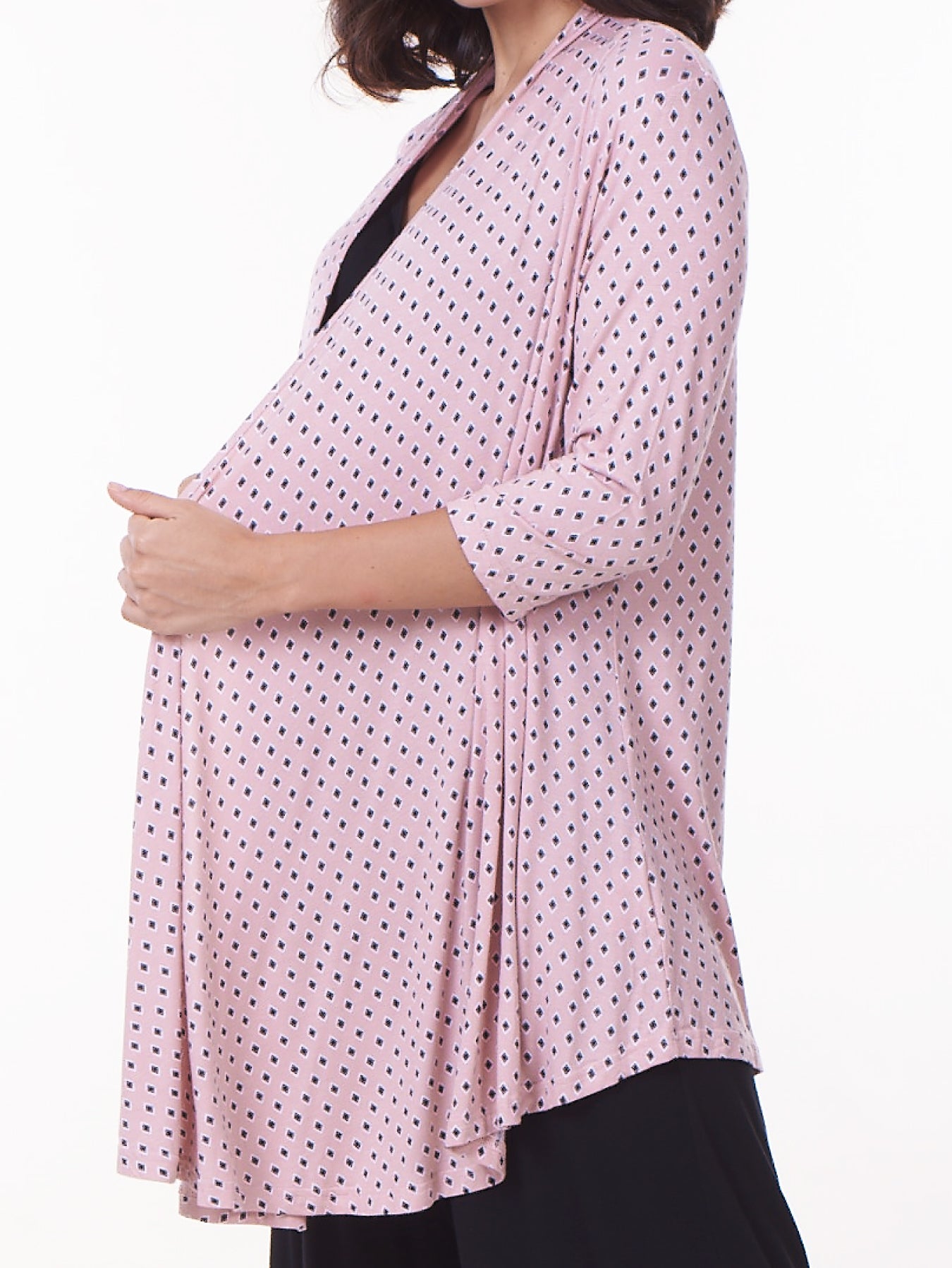 Casual Long Sleeve Convertible Nursing Cardigan Pink Diamond