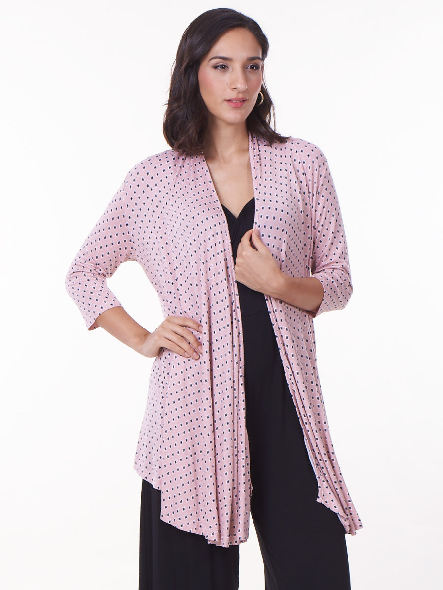 Casual Long Sleeve Convertible Nursing Cardigan Pink Diamond