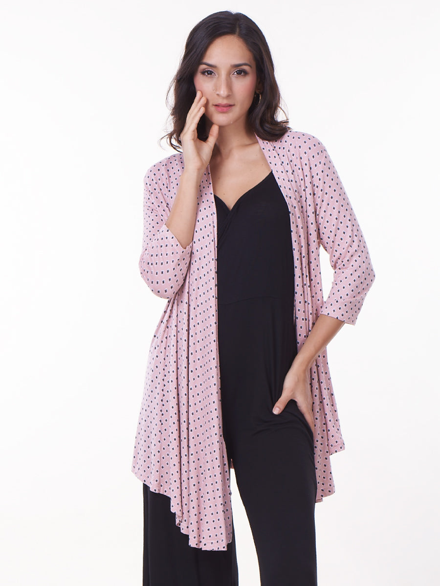 Casual Long Sleeve Convertible Nursing Cardigan Pink Diamond