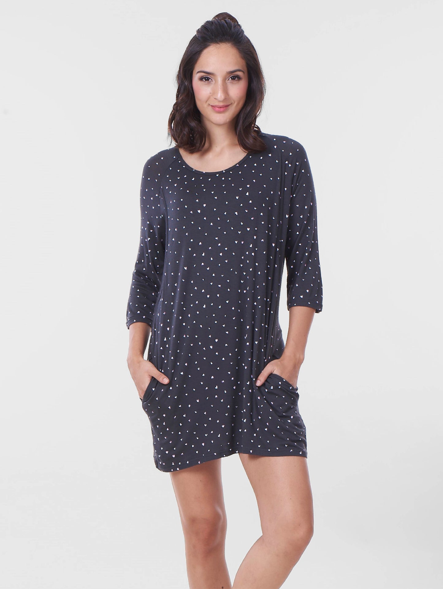 3/4 Sleeve Side Access Nursing Lounge Dress