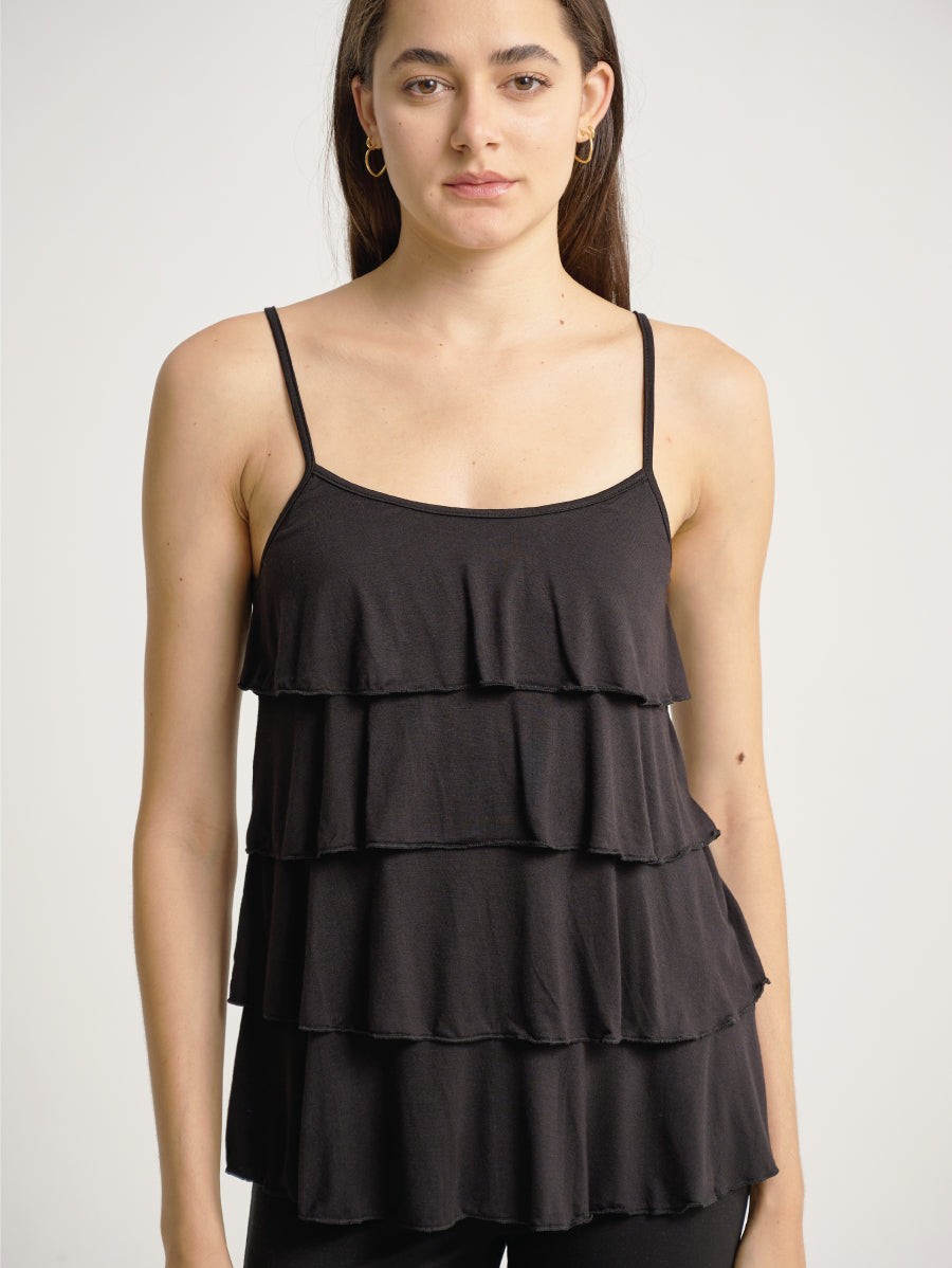 Magdalena Sleeveless Layered Ruffle Hem Cami Lift Up Nursing Top