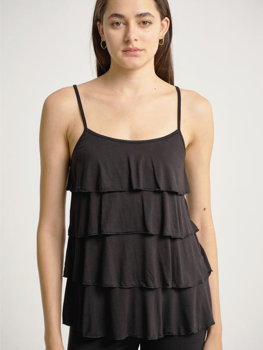 Magdalena Sleeveless Layered Ruffle Hem Cami Lift Up Nursing Top