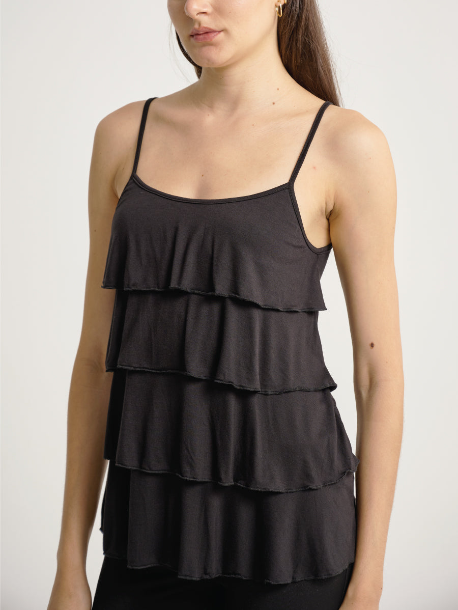 Magdalena Sleeveless Layered Ruffle Hem Cami Lift Up Nursing Top