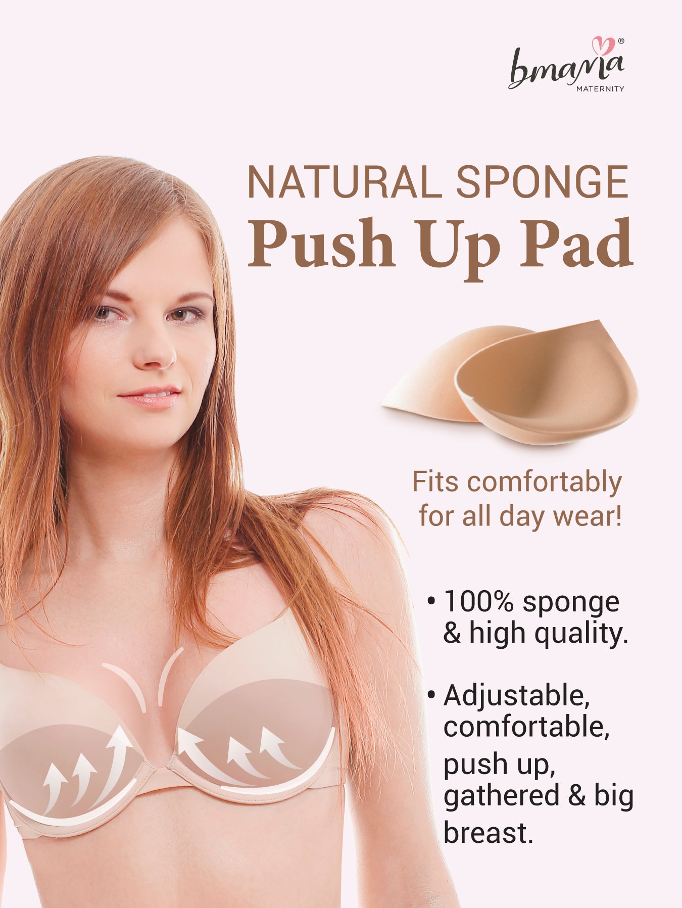 Natural 3D Sponge Bra Pads Push Up Breast Enhancer – Bmama Maternity